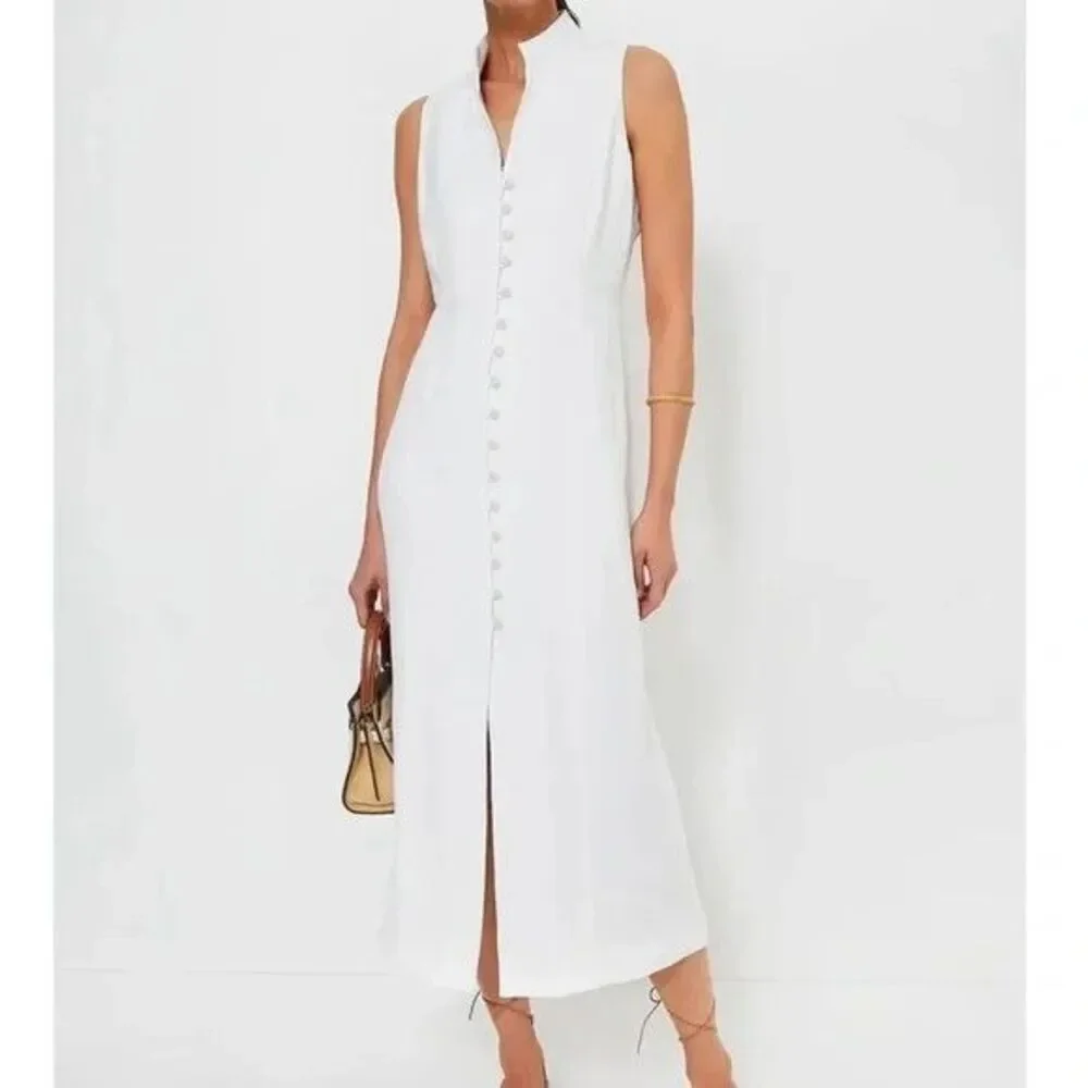 Tuckernuck White Leighton Sleeveless Linen Midi Dress Button Front NWT - Picture 1 of 15